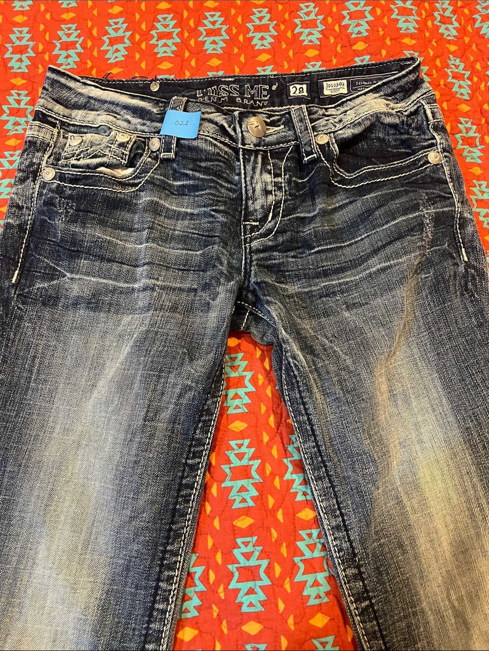 Miss Me Men's Distressed Blue Washed Slim Straight Jeans